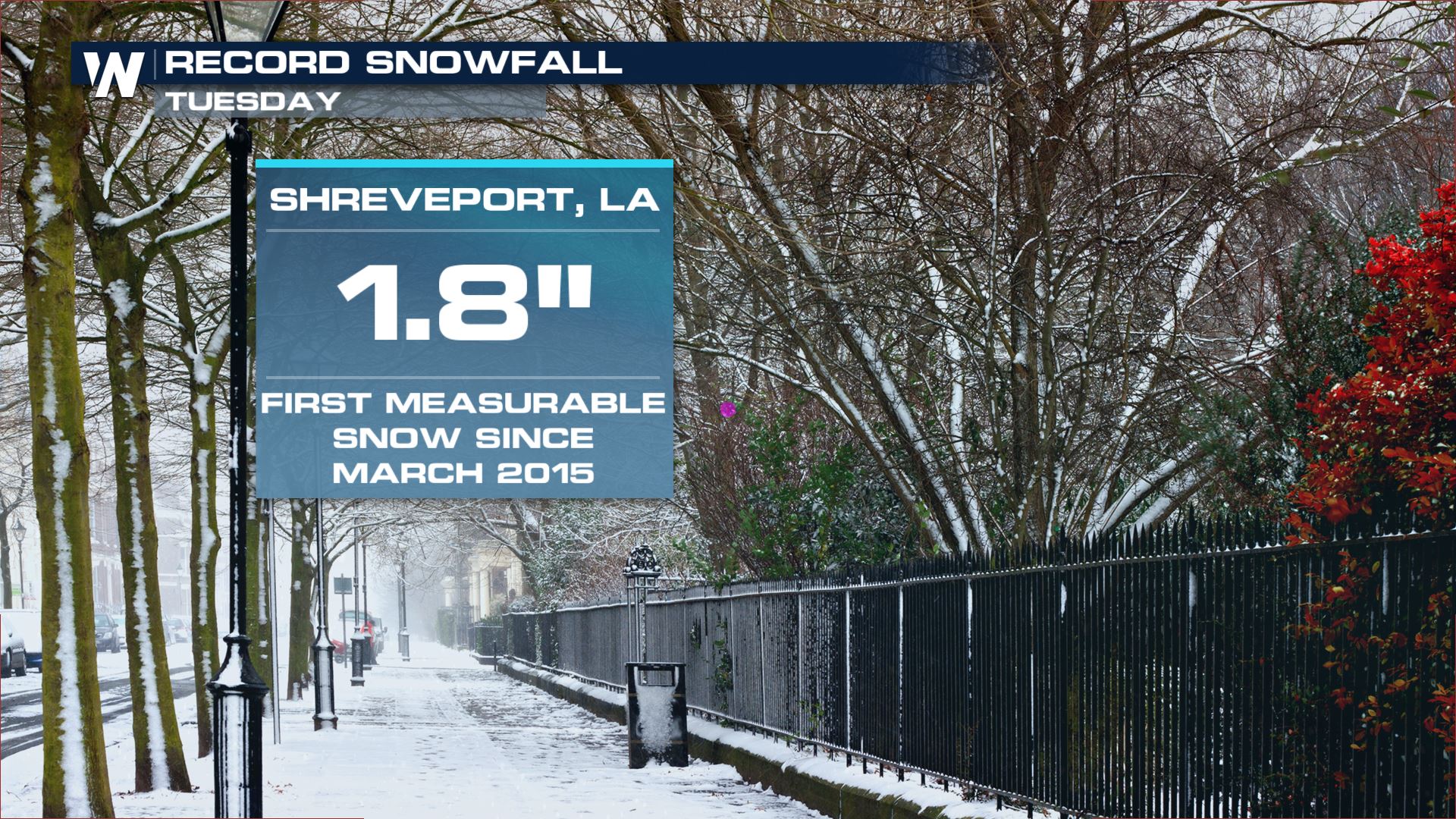 Shreveport, Louisiana Sees Biggest Snow in Several Years Tuesday