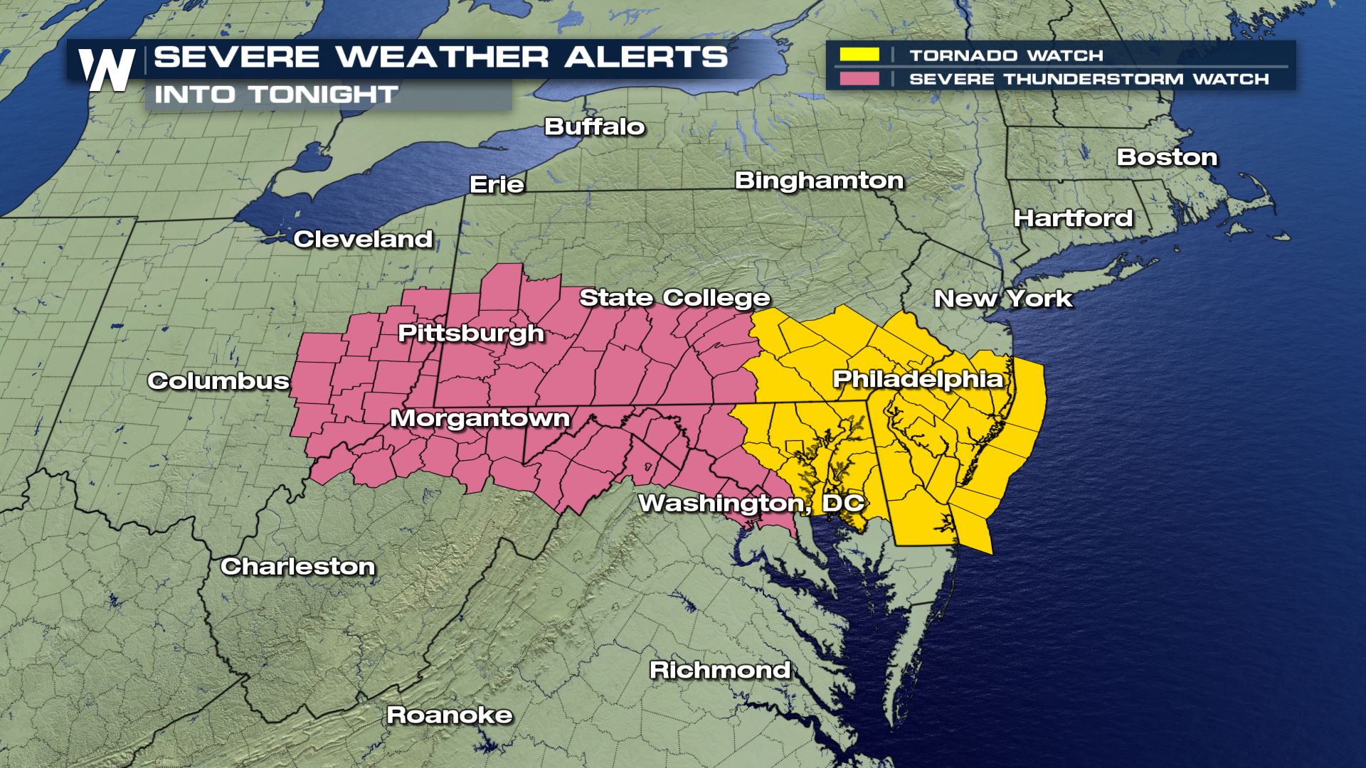 Developing: Tornado Watch Issued for Mid-Atlantic - WeatherNation