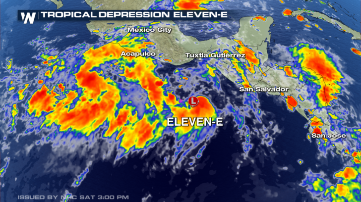 Tropical Depression 11-E Forms in Active E. Pacific