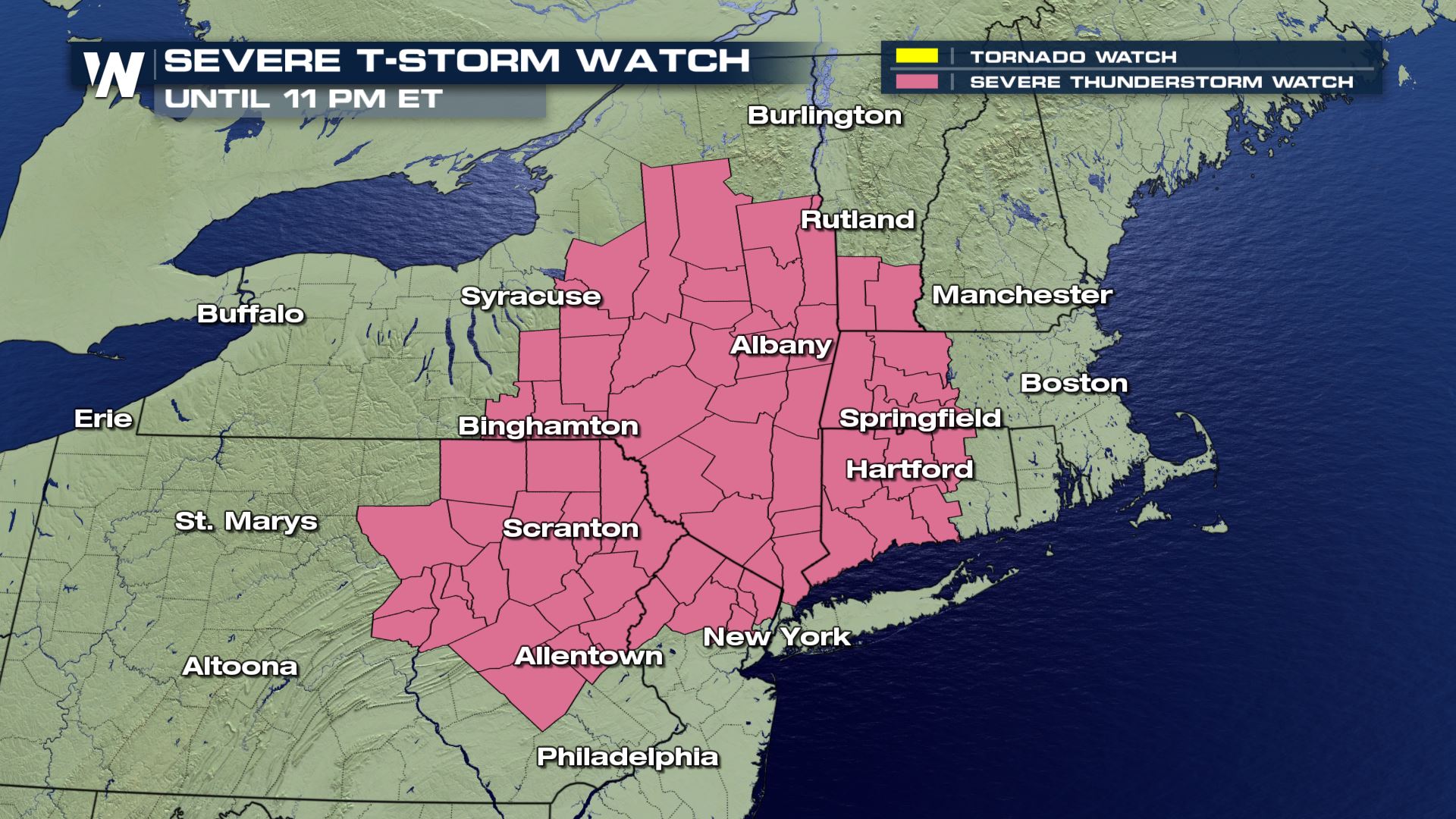 Severe Thunderstorm Watch Issued for the Northeast