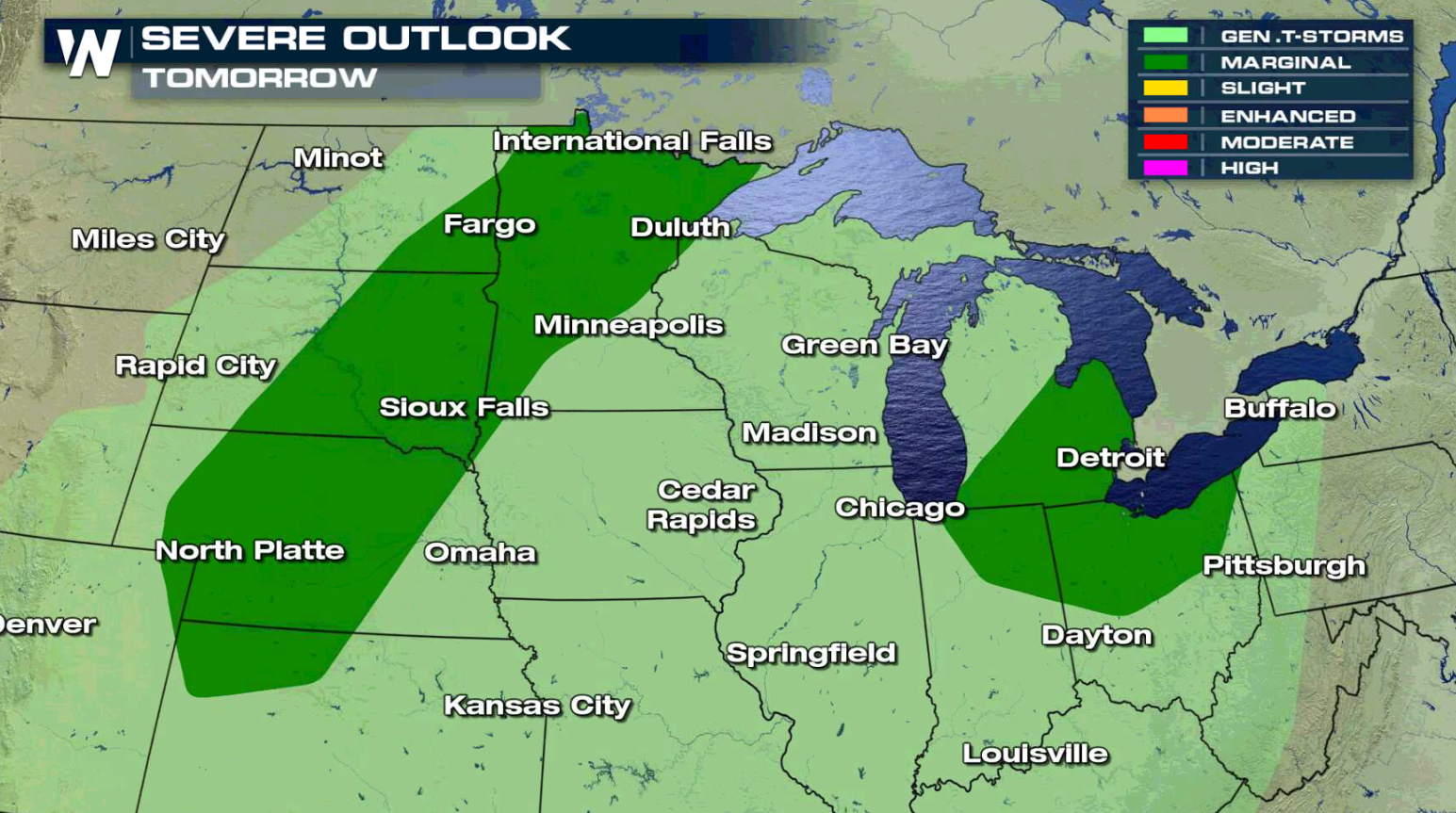 Severe Storms Possible in the Plains and Great Lakes into the Weekend