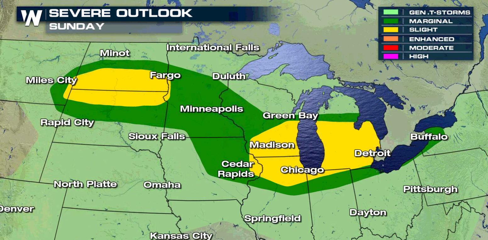 Severe Thunderstorms Possible in the Plains and Great Lakes into This Weekend