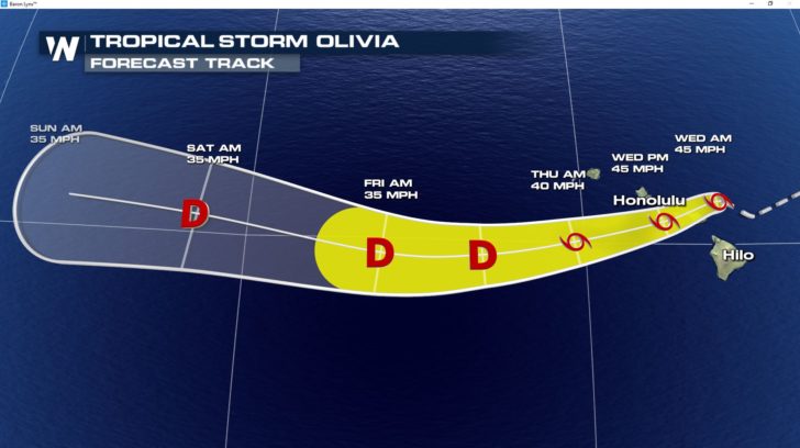 Olivia Continues On Path Through Hawaii