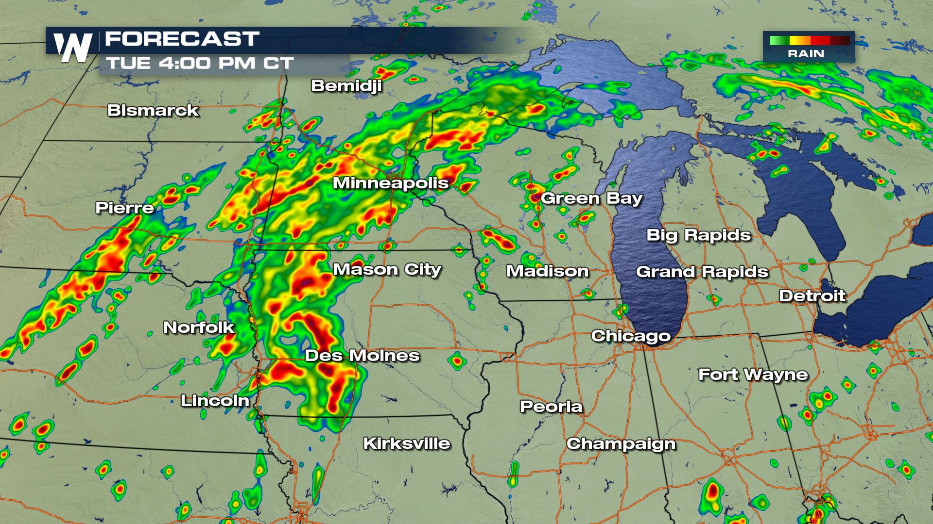 Tornadoes and Damaging Winds Possible for the Upper Midwest Tuesday