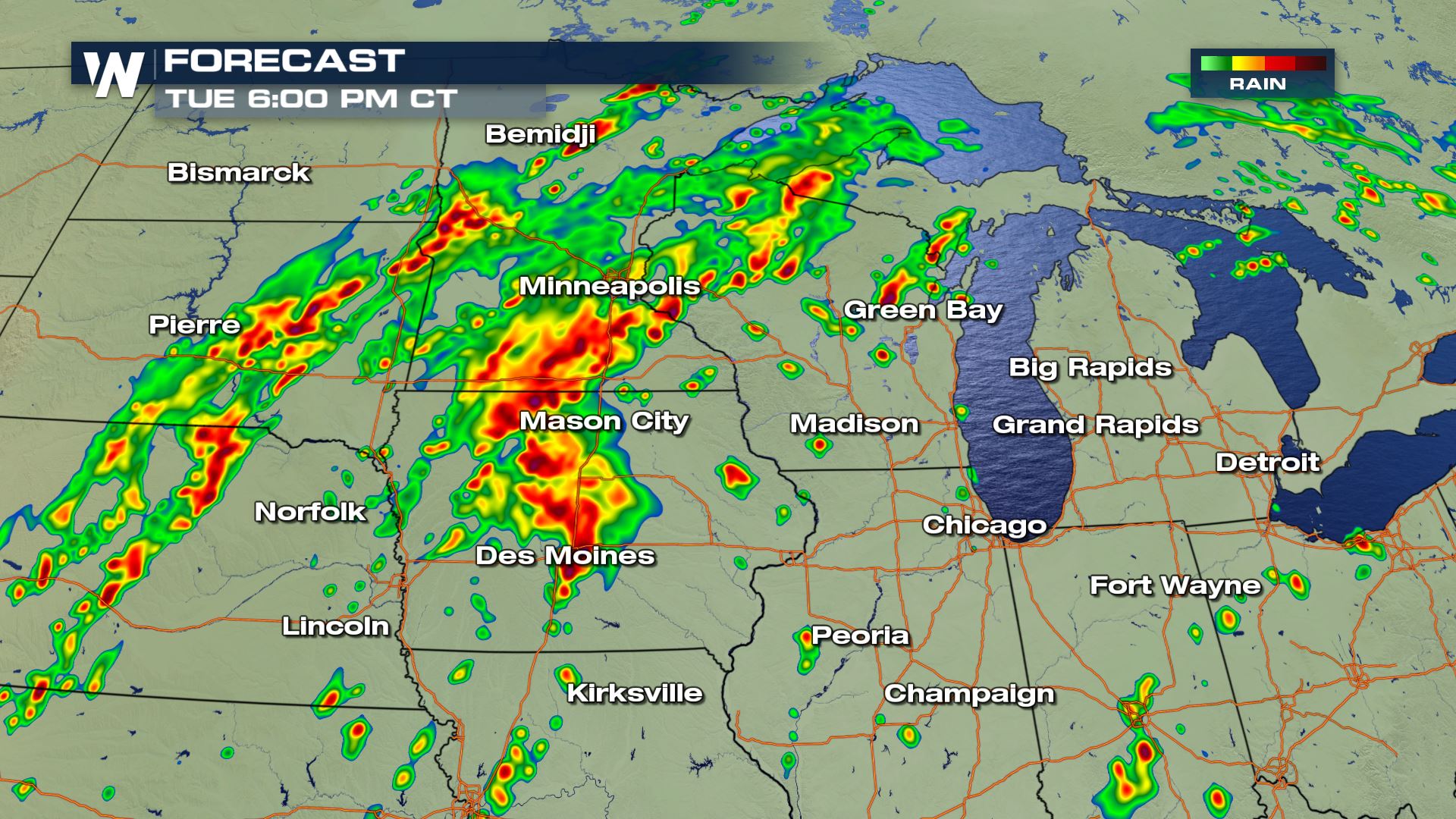 Tornadoes and Damaging Winds Possible for the Upper Midwest Tuesday