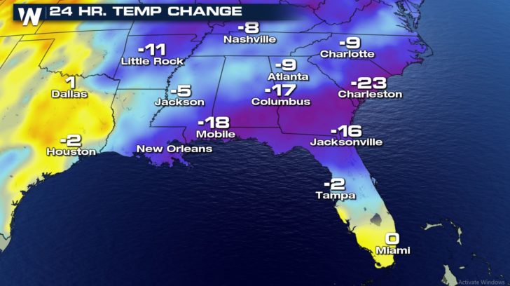 TONIGHT: Coldest Temps Of The Season for Parts of the South