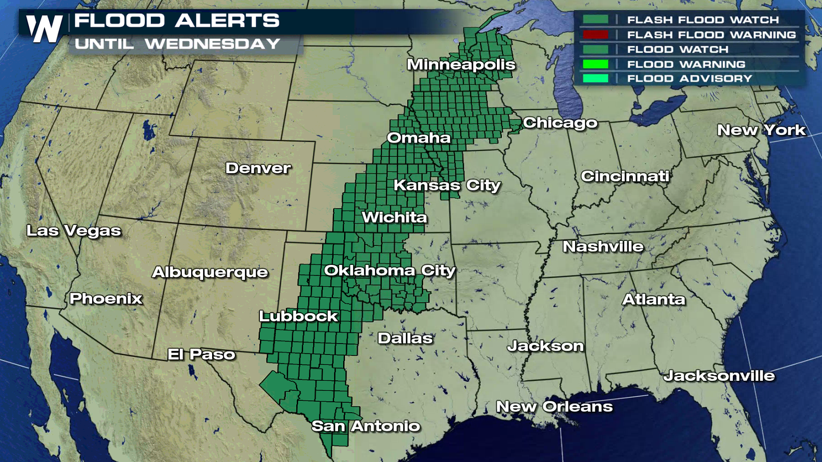 Flood Potential from the Upper Midwest to the Southern Plains