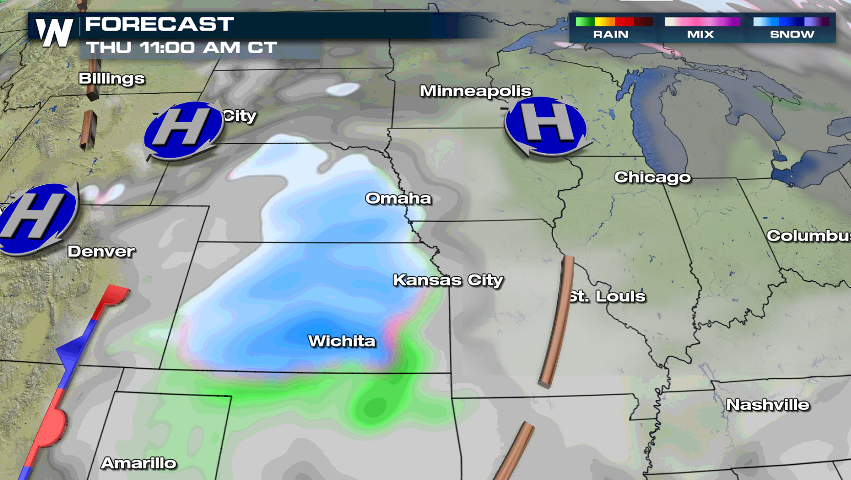 Snowfall Accumulations Ahead in the Central Plains
