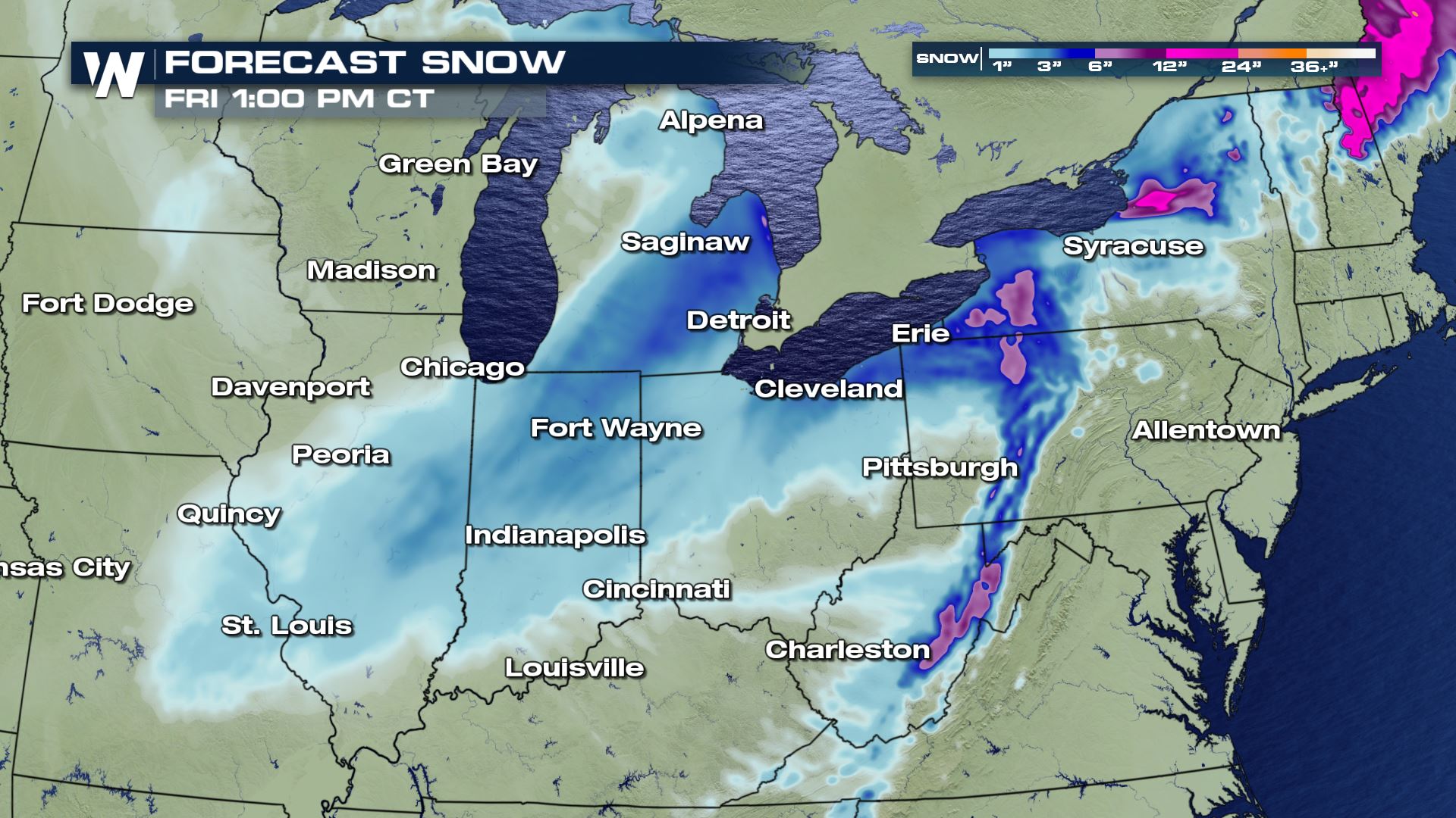Midweek Heavy Snow & Lake Effect Snow for Great Lakes States ...
