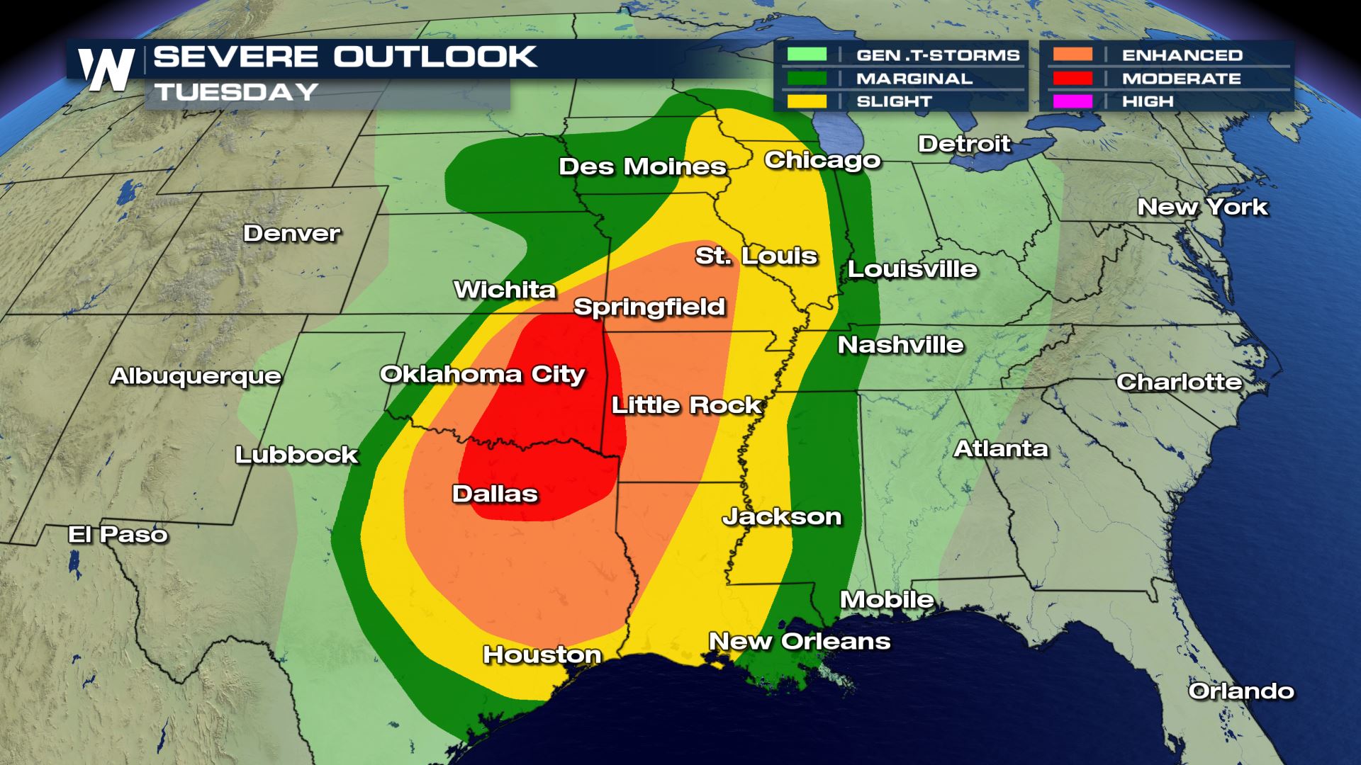 Severe Threat Returns to the Midwest and South Tuesday - WeatherNation