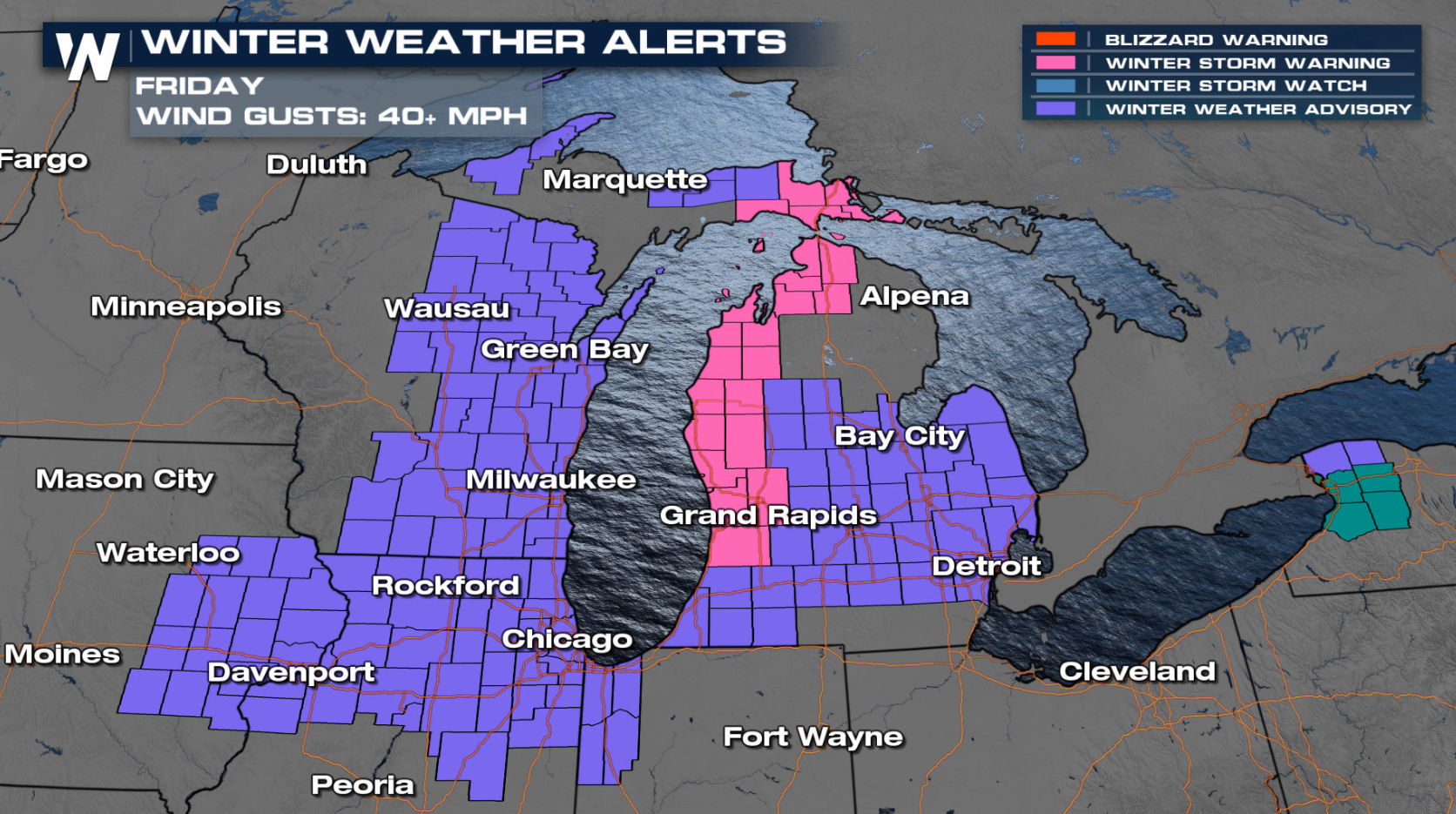 Strong Wind and Lingering Snow in the Great Lakes and Upper Midwest ...