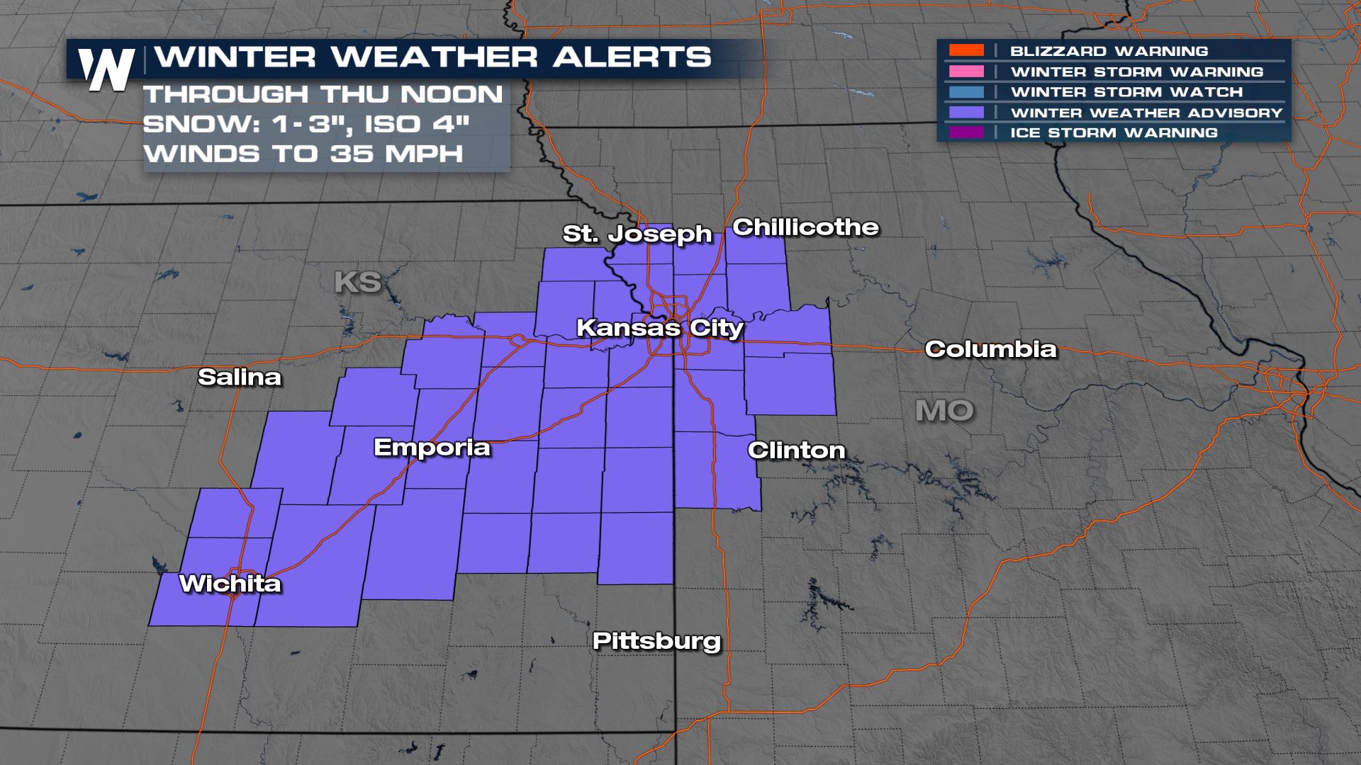 Winter Alerts for Kansas and Missouri WeatherNation