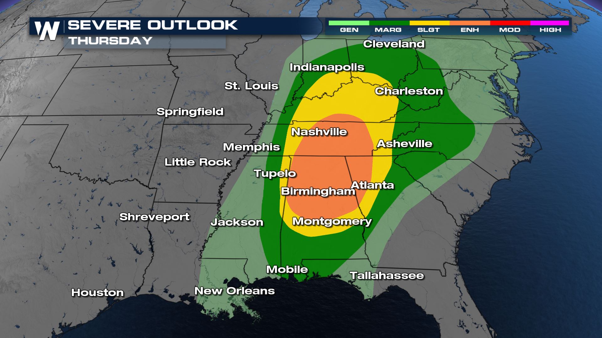 Severe Weather Outbreak Continues for the Deep South Thursday ...
