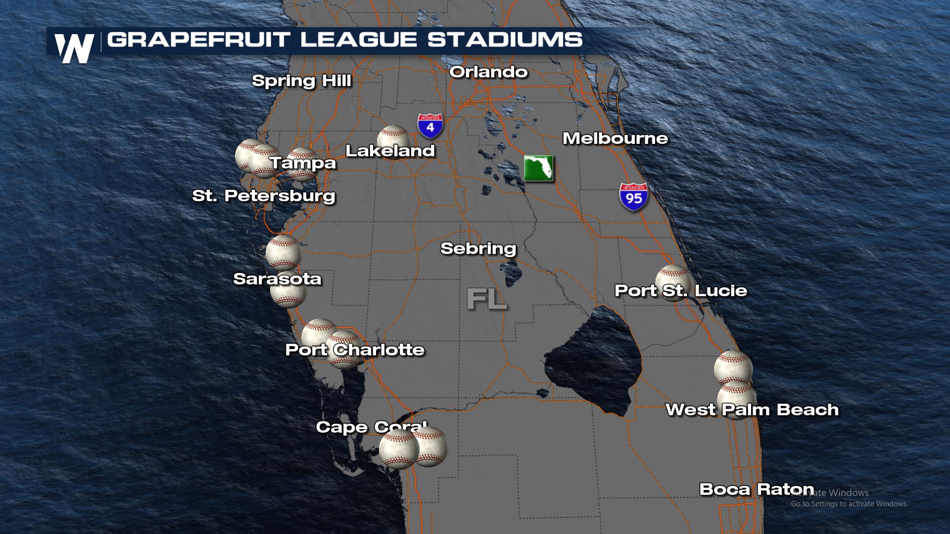 Spring Training Grapefruit League map