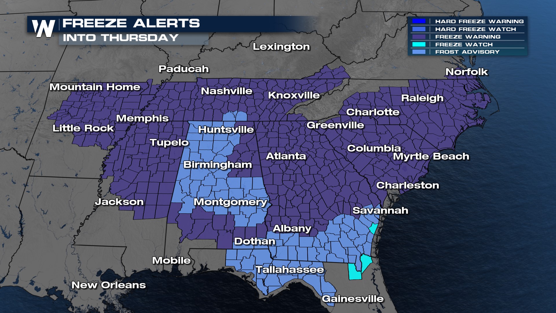 Widespread Freezing Temperatures For The South - WeatherNation