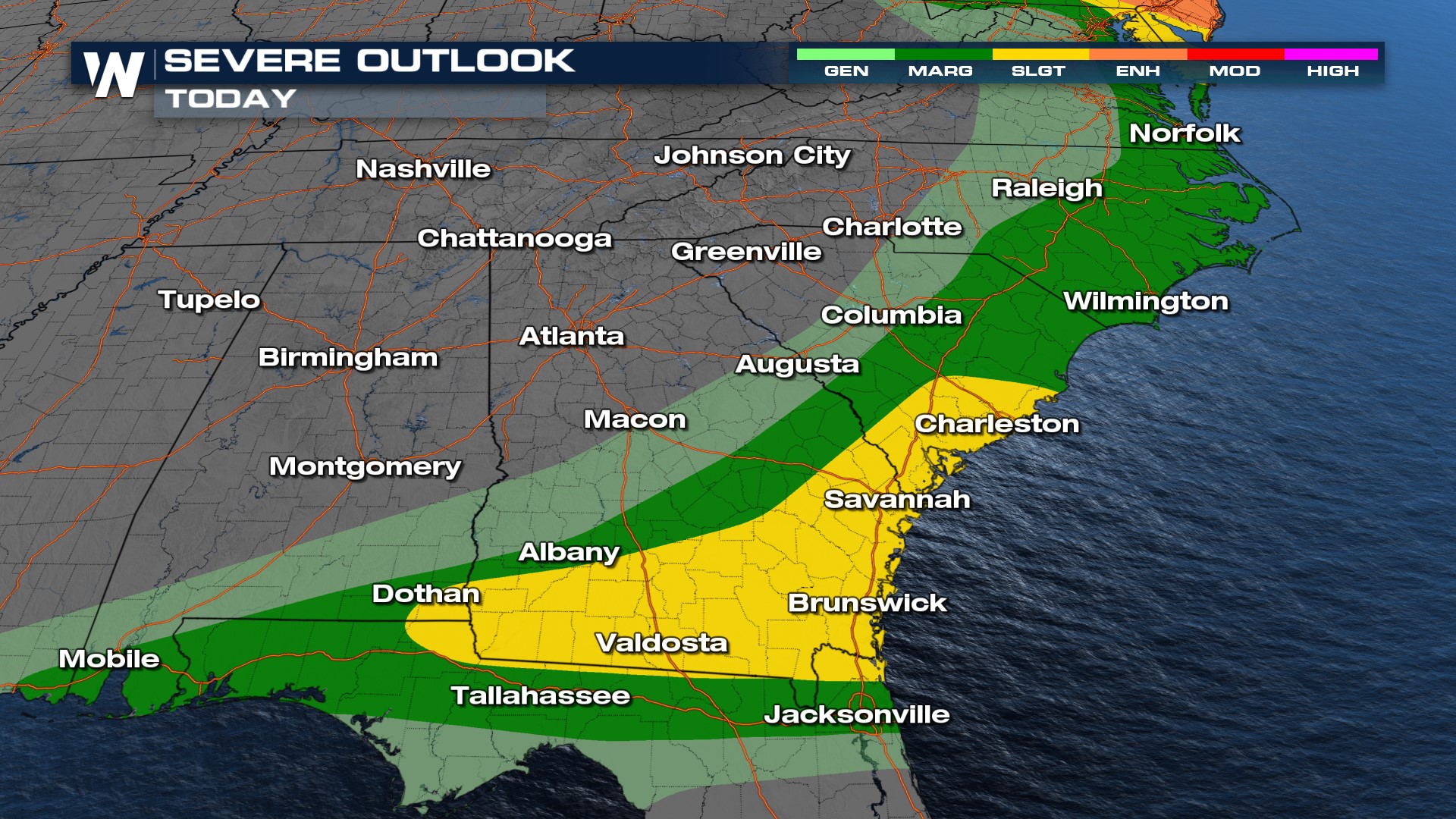 Saturday Features a Few Storms in the Southeast - WeatherNation