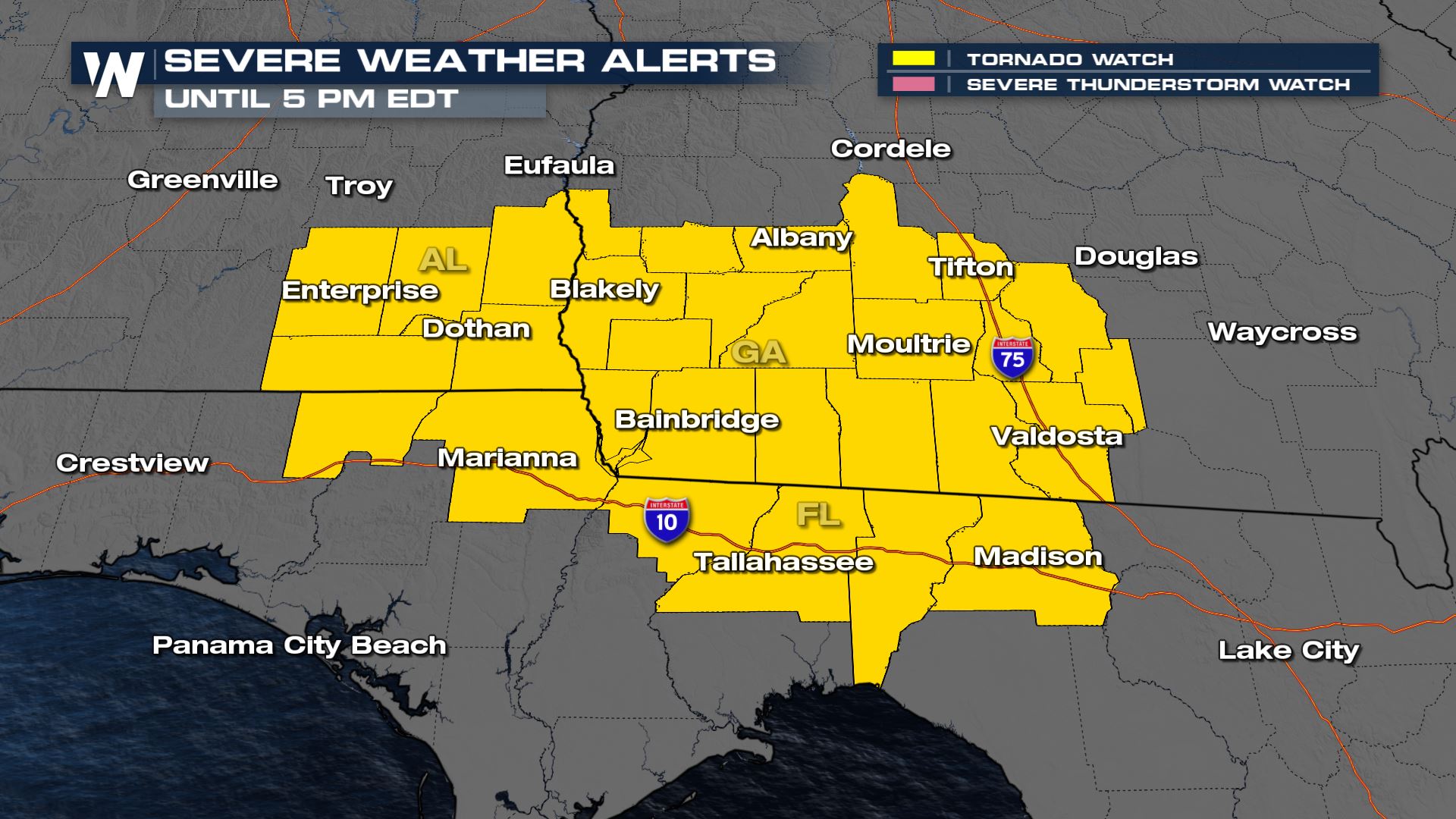 Tornado Threat Along the Central Gulf Today - WeatherNation