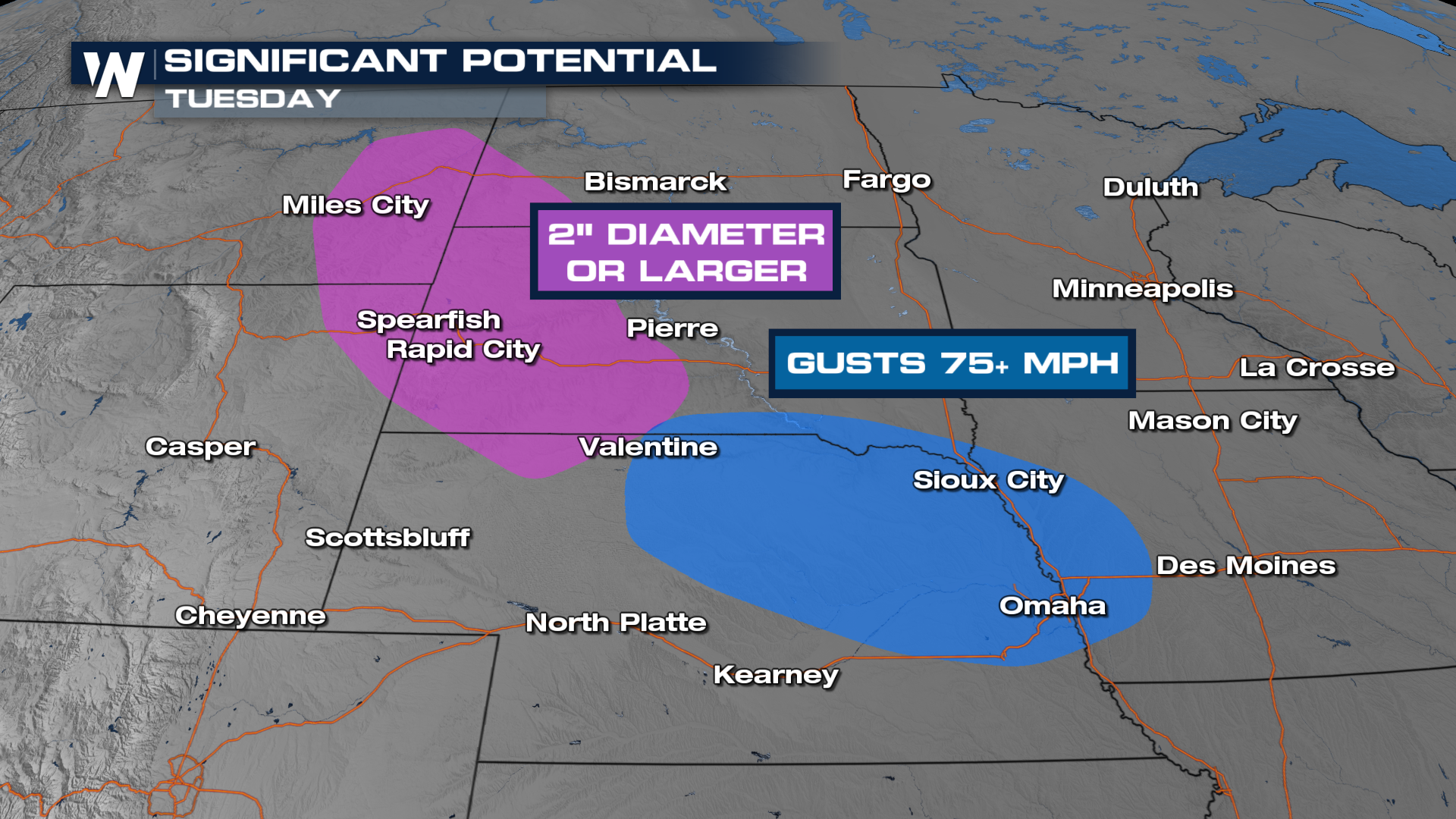 Tuesday Night's Severe Risk: Central & Northern Plains - WeatherNation