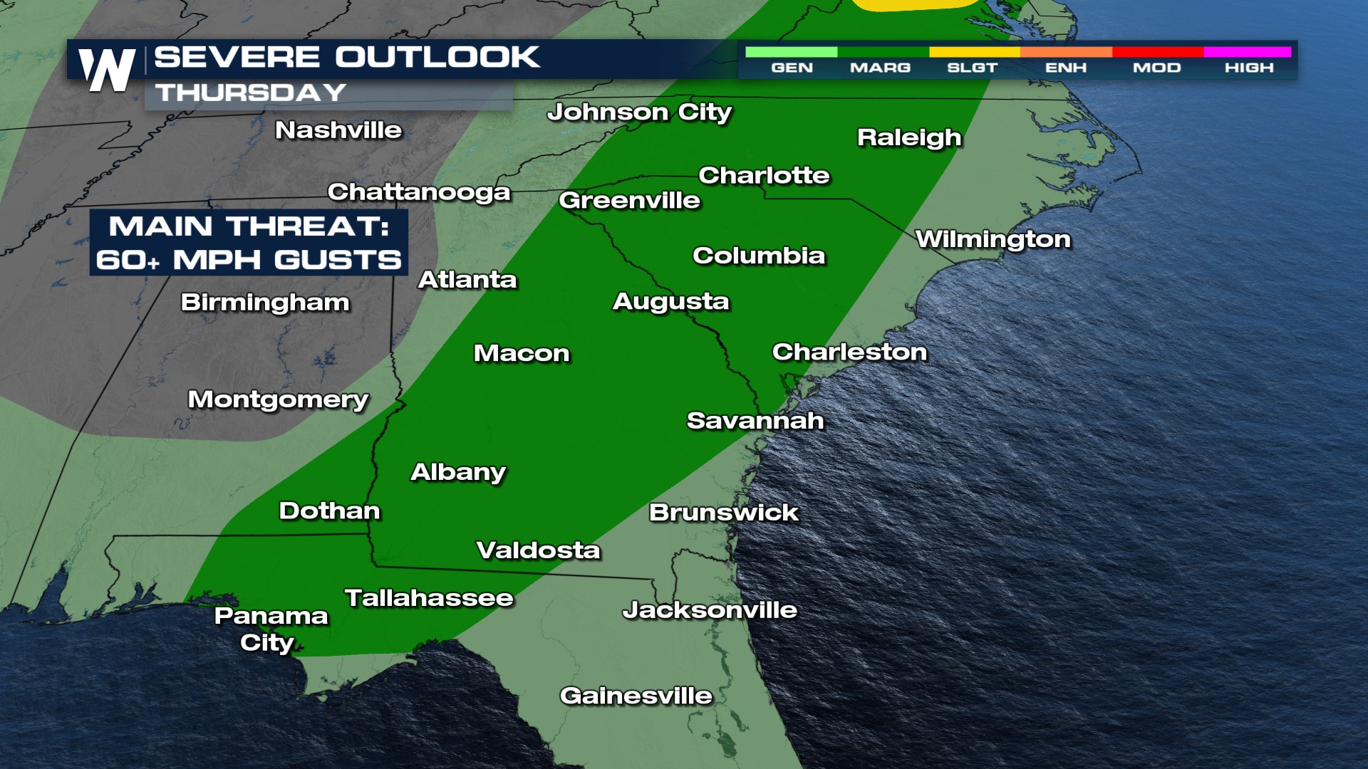 Severe Threat in the Deep South Today - WeatherNation