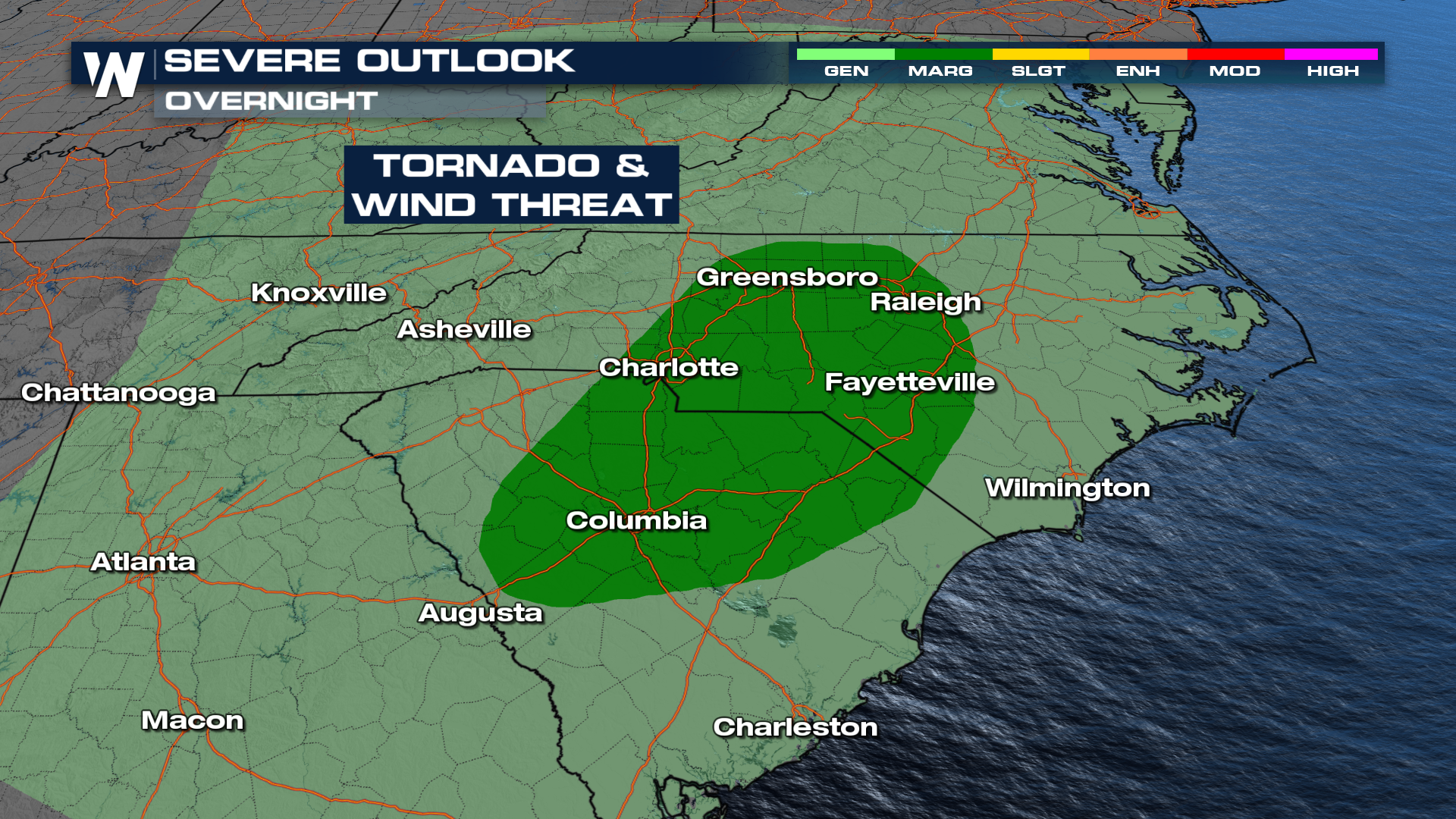 Sunday Morning Severe Risk for the Carolinas - WeatherNation
