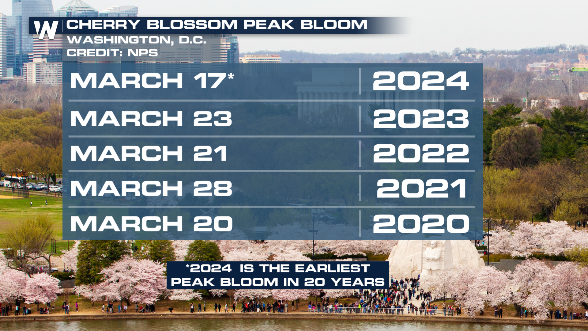 2024 Washington DC Cherry Blossom Peak Bloom Forecasts