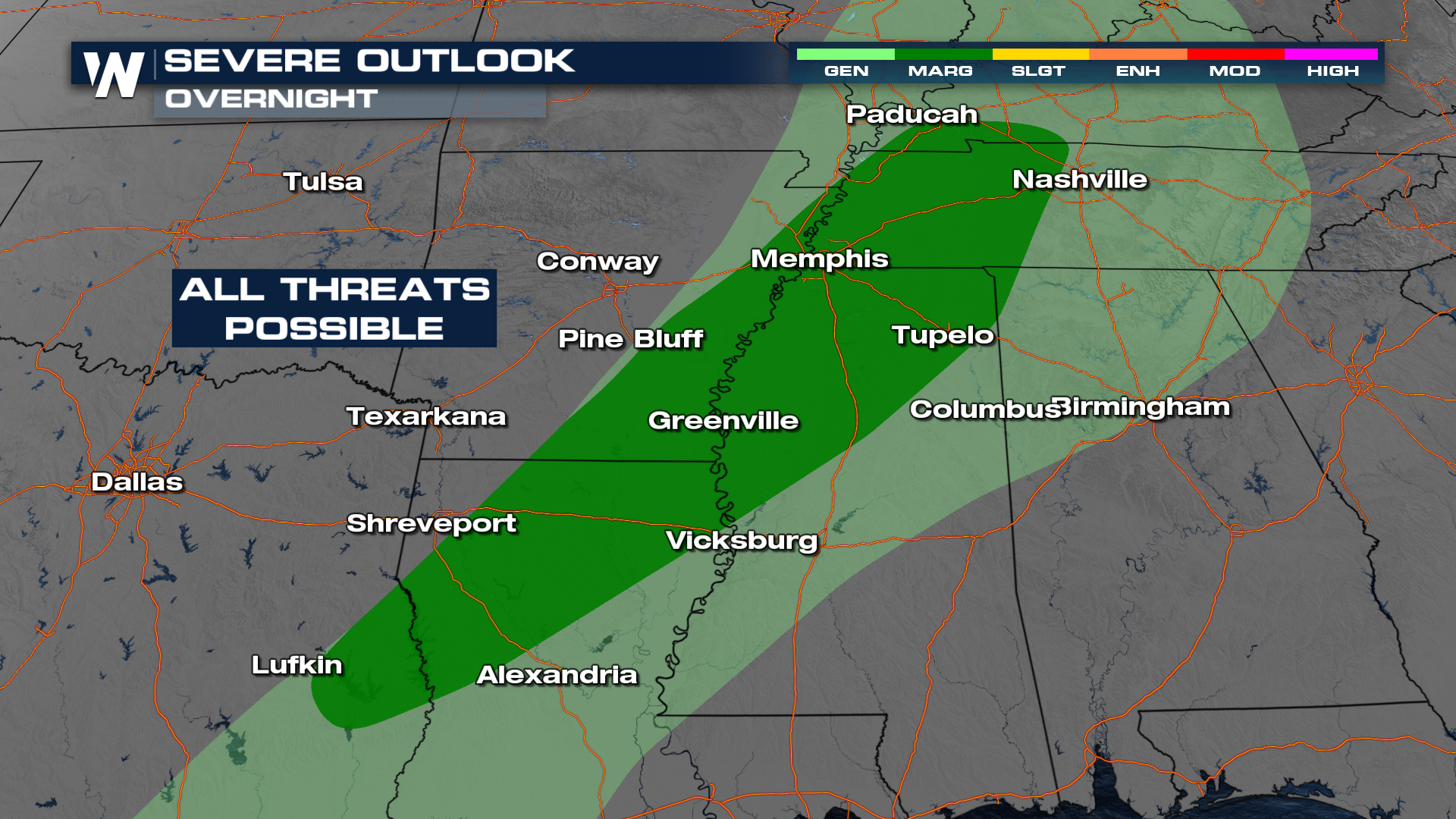 Overnight Forecast: Severe Chances Continue for Lower Mississippi ...