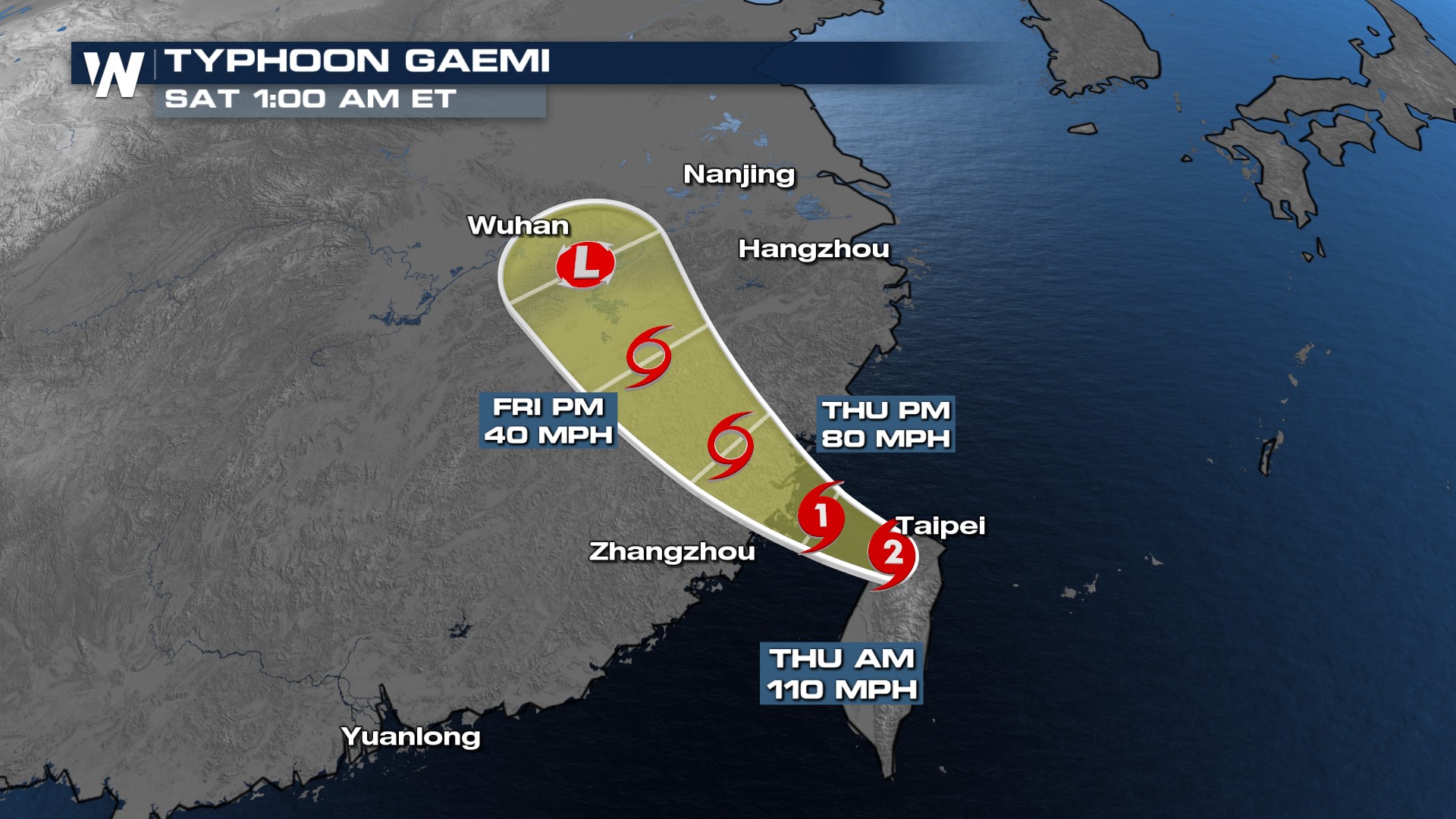 Typhoon Gaemi Displays Unusual Spin Over Taiwan - WeatherNation