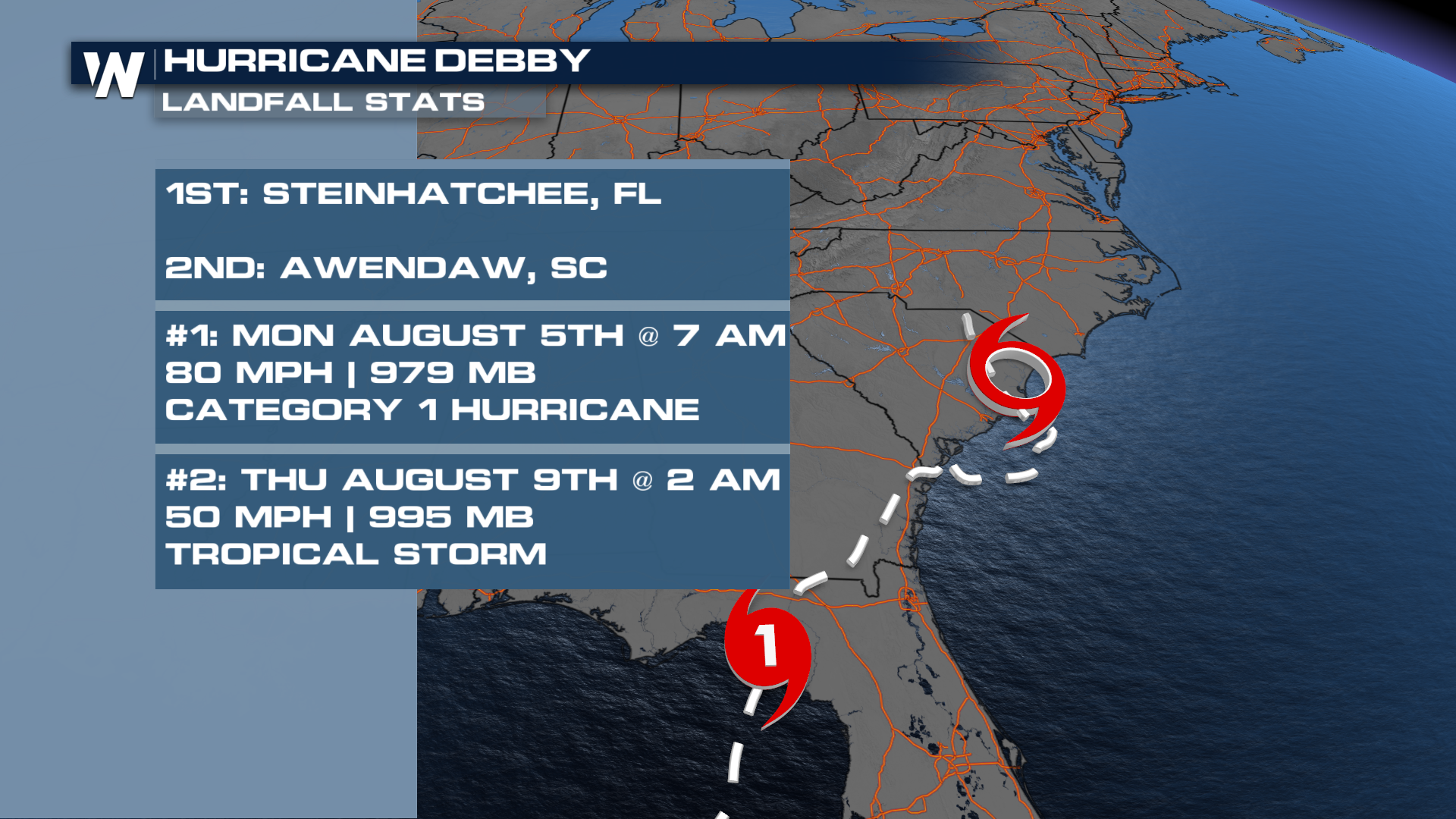 Debby Makes Second Landfall in South Carolina, Now a Tropical ...