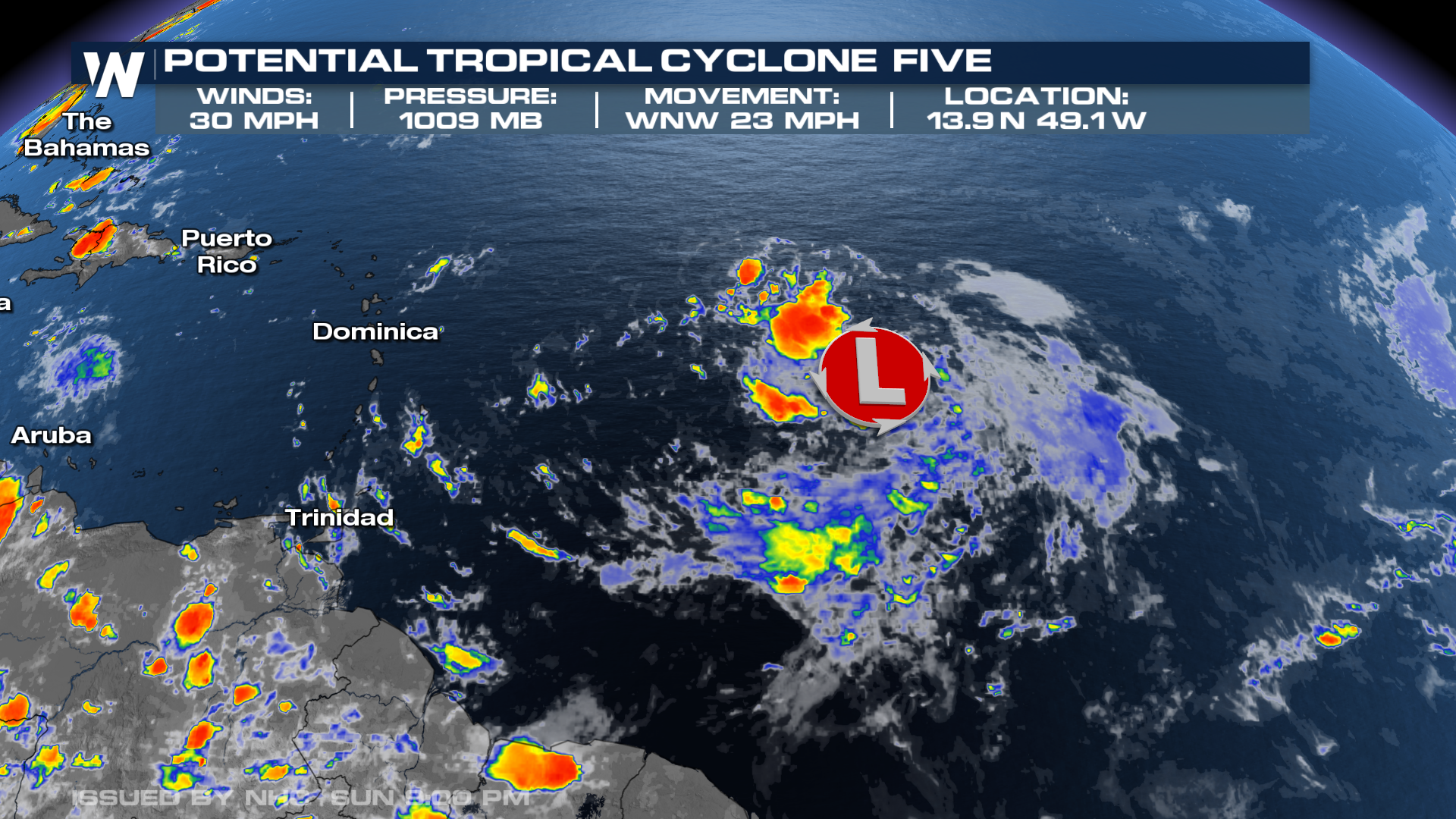 Potential Tropical Cyclone No. 5 in the Atlantic better organized