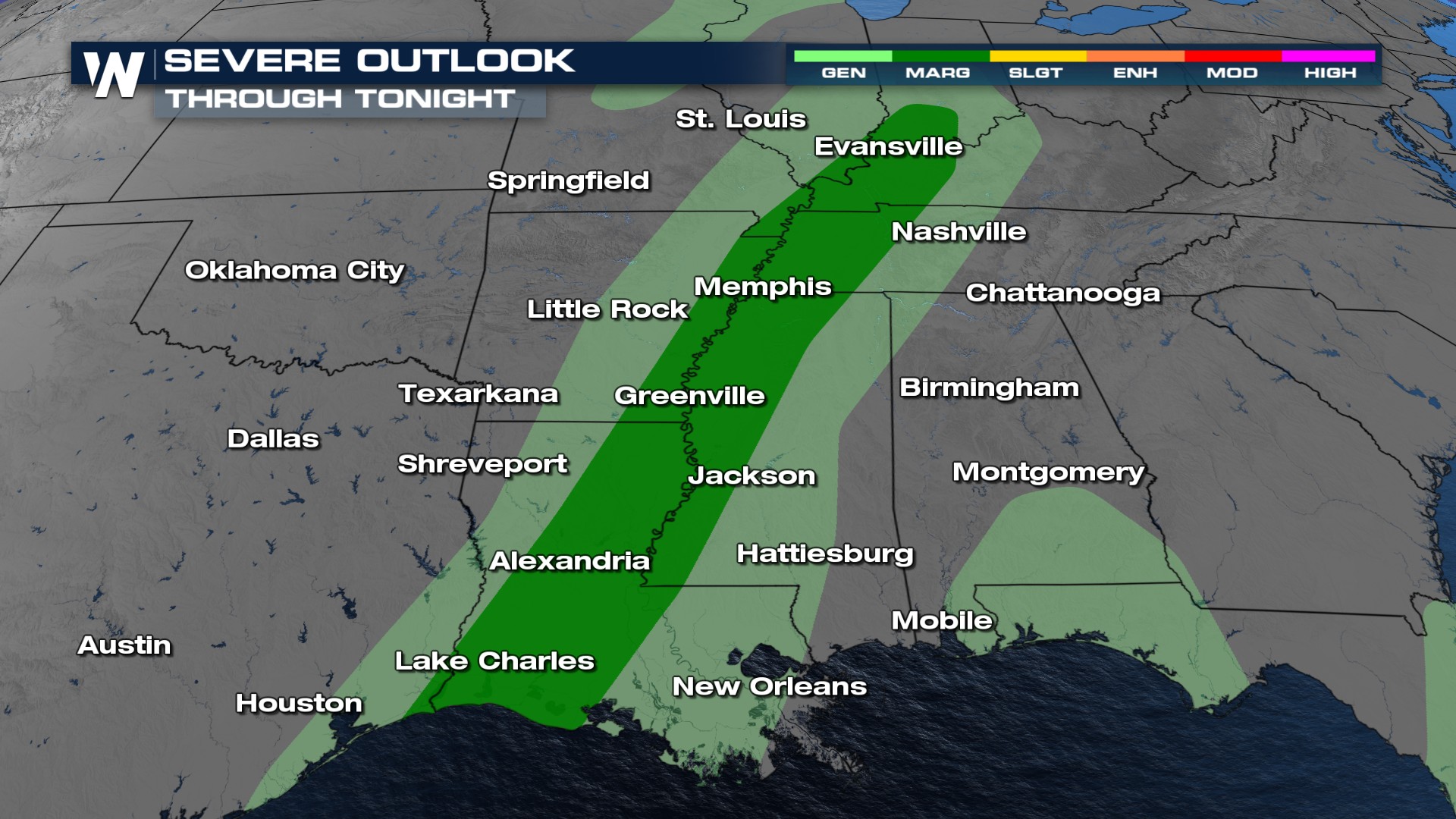 Marginal Risk for Severe Weather from Louisiana to Wisconsin ...