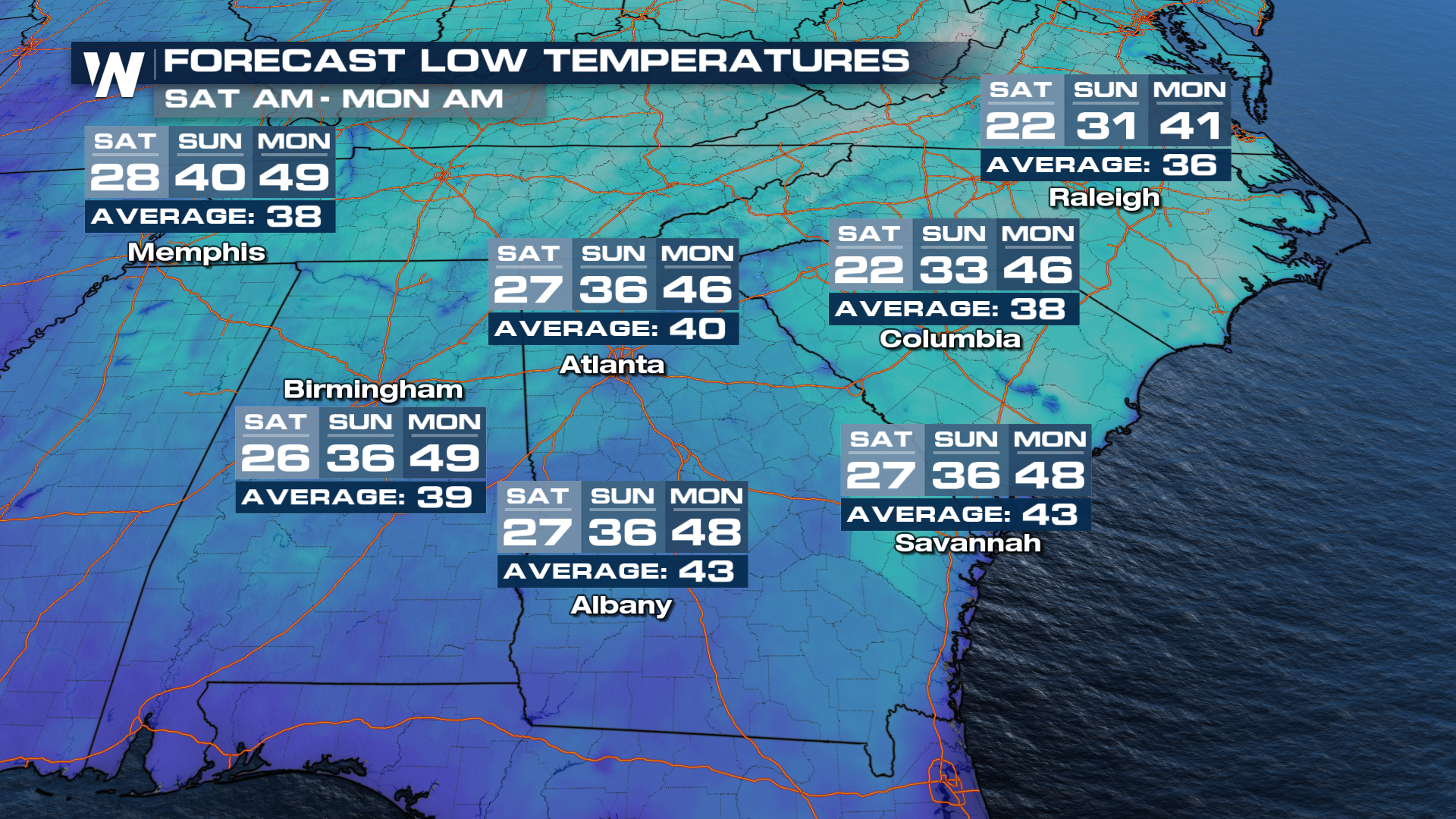 Another Cold Morning for the Southeast To Start the Weekend - WeatherNation