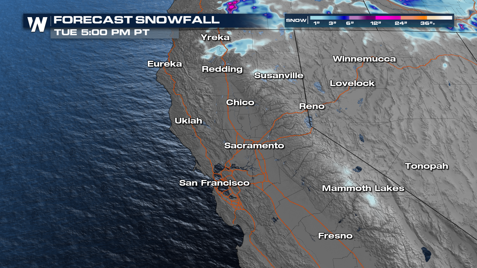 Sierra Nevada Mountains Pick Up More Snow Monday - WeatherNation