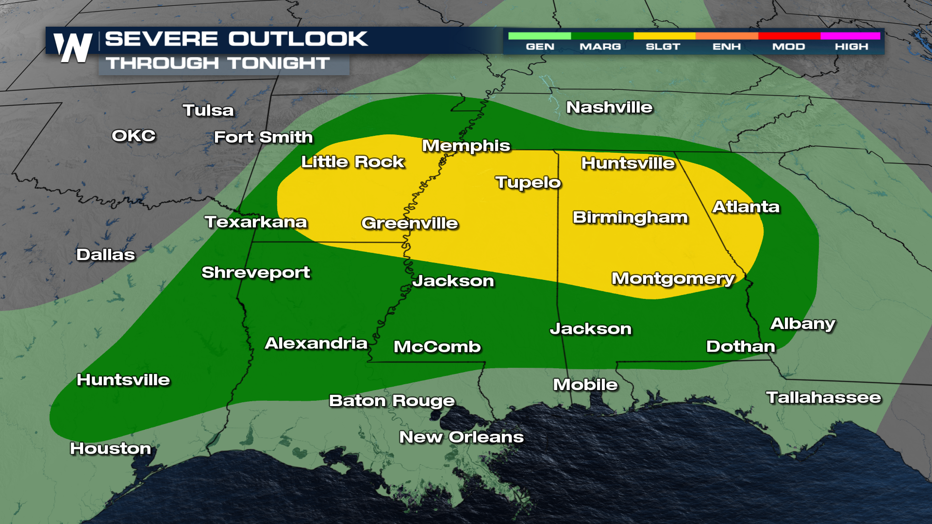 Severe Threat Through Tonight in South - WeatherNation