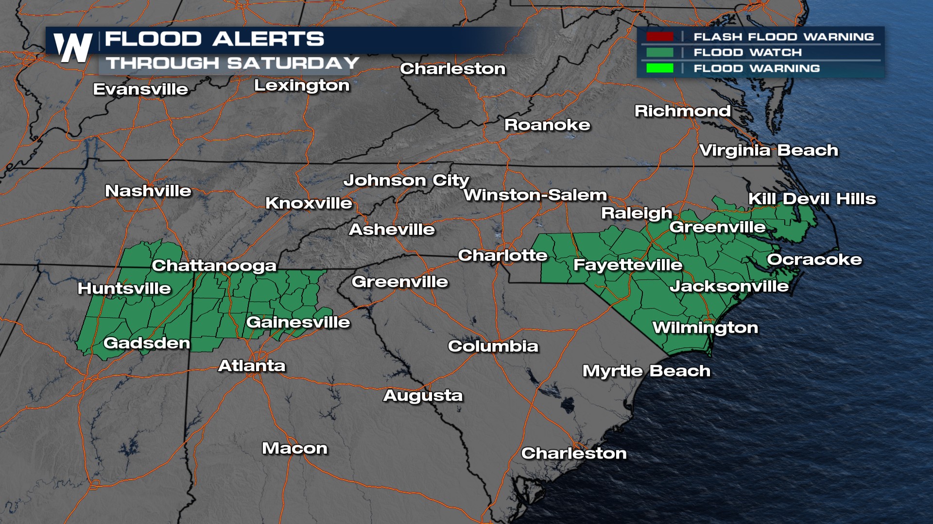 Flood Risk Continues for the Mid-Atlantic on Friday