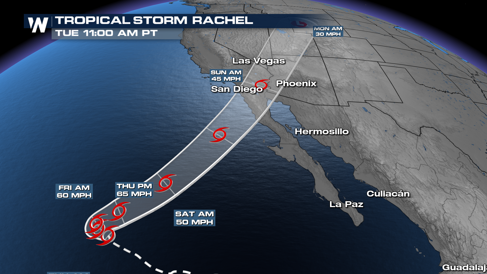 California In The Cone, Rachel Heads Toward the Southwest